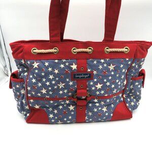 Longaberger Tote‎ Bag Large Americana Rope Handles Quilted Red Blue Patriotic